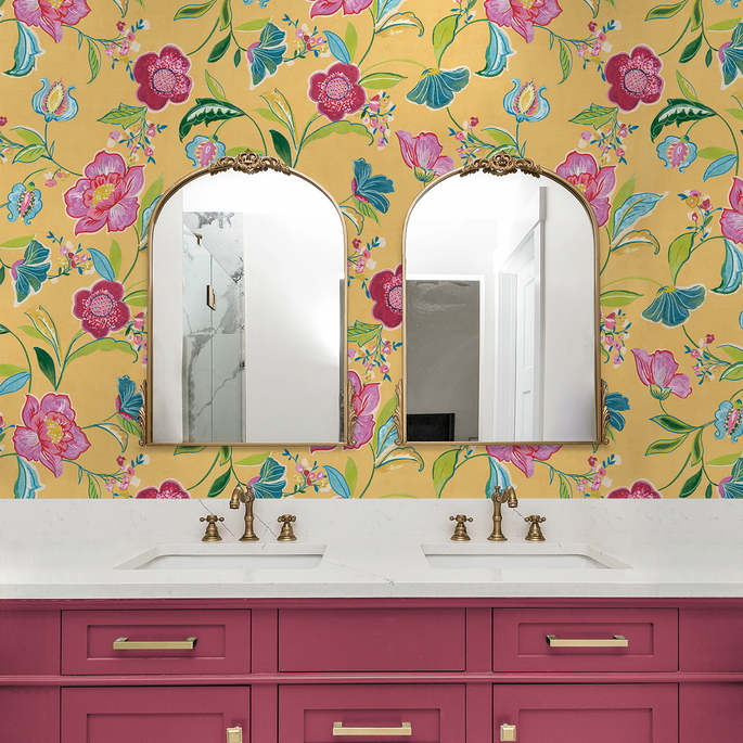 NextWall Peel &amp; Stick Painterly Floral Cantaloupe Wallpaper image 4 of 5