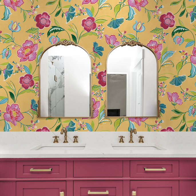 NextWall Peel &amp; Stick Painterly Floral Cantaloupe Wallpaper image 4 of 5