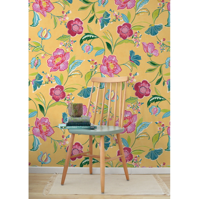 NextWall Peel &amp; Stick Painterly Floral Cantaloupe Wallpaper image 5 of 5