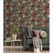 NextWall Peel &amp; Stick Rose Garden Garnet &amp; Basil Wallpaper thumbnail image 2 of 5