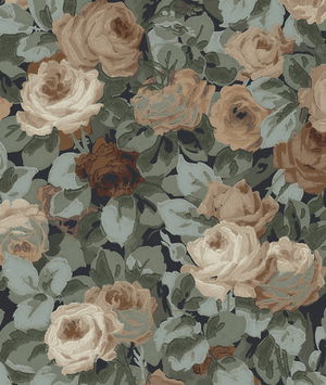 NextWall Peel & Stick Rose Garden Midnight Blue & Cafe Wallpaper