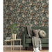 NextWall Peel &amp; Stick Rose Garden Midnight Blue &amp; Cafe Wallpaper thumbnail image 2 of 5