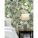NextWall Peel &amp; Stick Blossoming Birds Fern &amp; Denim Blue Wallpaper thumbnail image 3 of 5
