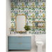 NextWall Peel &amp; Stick Tropical Facade Sky Blue &amp; Off-White Wallpaper thumbnail image 3 of 5