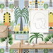 NextWall Peel &amp; Stick Tropical Facade Sky Blue &amp; Off-White Wallpaper thumbnail image 5 of 5