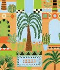 NextWall Peel & Stick Tropical Facade Orange Wallpaper