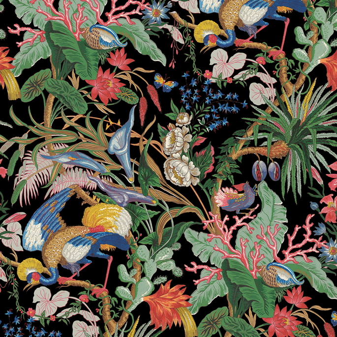 NextWall Peel &amp; Stick Tropical Canopy Ebony Wallpaper image 1 of 5