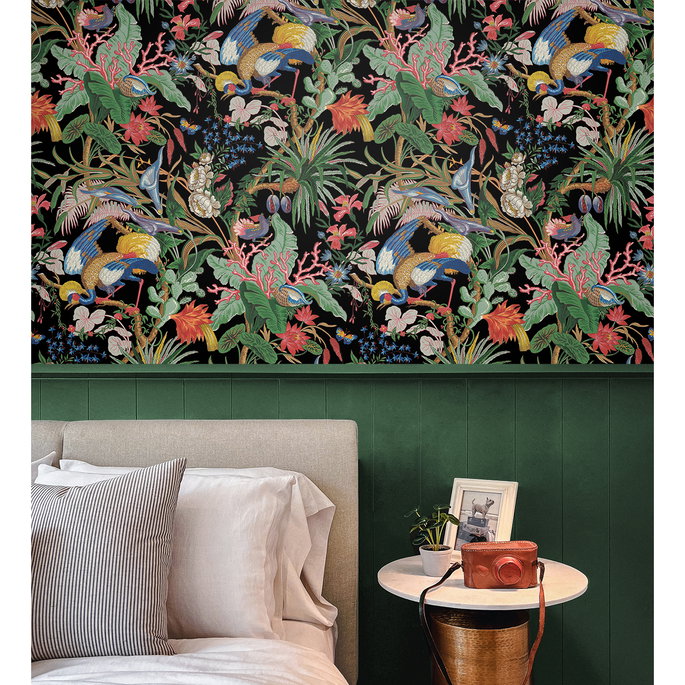 NextWall Peel &amp; Stick Tropical Canopy Ebony Wallpaper image 3 of 5