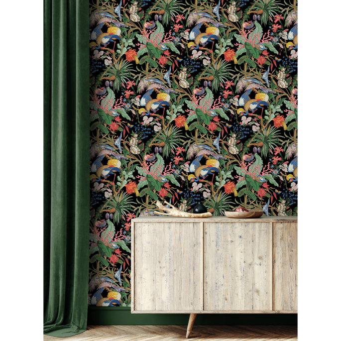NextWall Peel &amp; Stick Tropical Canopy Ebony Wallpaper image 4 of 5
