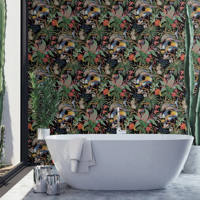 NextWall Peel &amp; Stick Tropical Canopy Ebony Wallpaper image 5 of 5