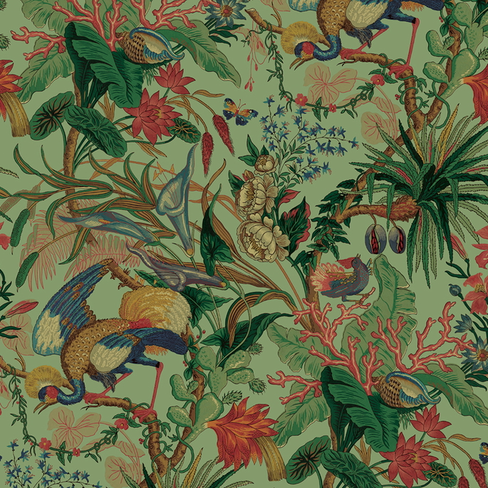 NextWall Peel &amp; Stick Tropical Canopy Seagreen Wallpaper image 1 of 5