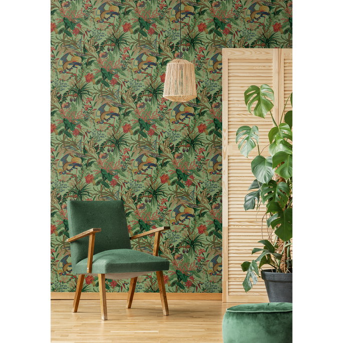 NextWall Peel &amp; Stick Tropical Canopy Seagreen Wallpaper image 2 of 5