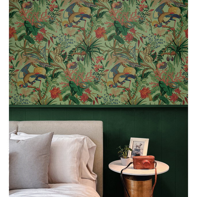 NextWall Peel &amp; Stick Tropical Canopy Seagreen Wallpaper image 3 of 5