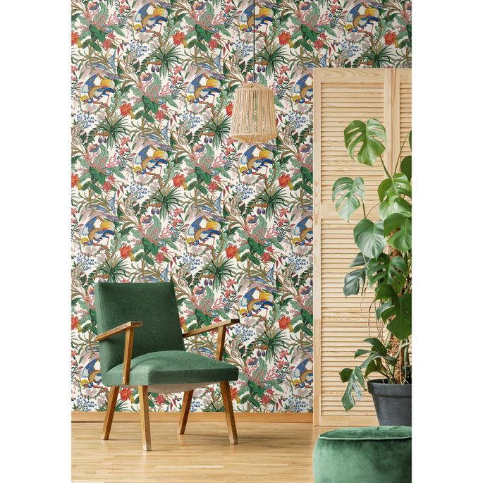 NextWall Peel &amp; Stick Tropical Canopy Sea Salt Wallpaper image 2 of 5