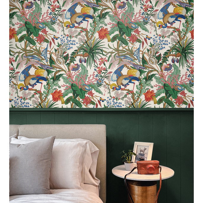NextWall Peel &amp; Stick Tropical Canopy Sea Salt Wallpaper image 3 of 5