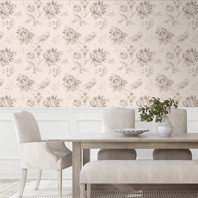 NextWall Peel &amp; Stick Anelda Jacobean Linen &amp; Latte Wallpaper image 2 of 6
