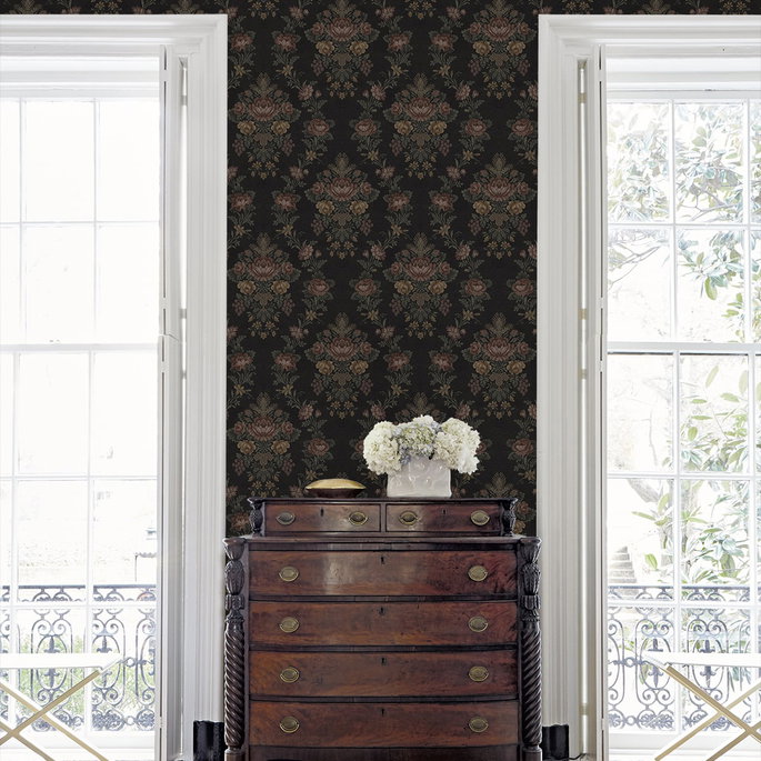 NextWall Peel &amp; Stick Hasset Tapestry Floral Wrought Iron Wallpaper image 2 of 6