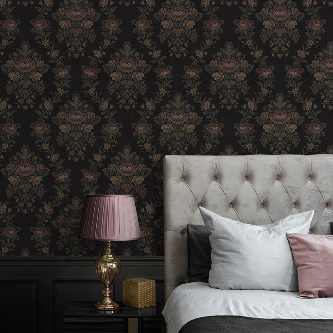 NextWall Peel &amp; Stick Hasset Tapestry Floral Wrought Iron Wallpaper image 4 of 6