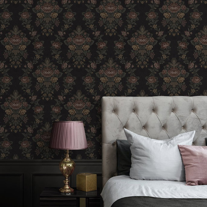 NextWall Peel &amp; Stick Hasset Tapestry Floral Wrought Iron Wallpaper image 4 of 6