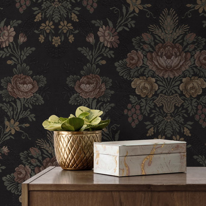 NextWall Peel &amp; Stick Hasset Tapestry Floral Wrought Iron Wallpaper image 5 of 6