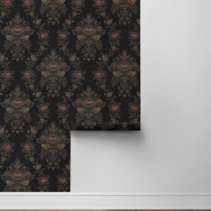 NextWall Peel &amp; Stick Hasset Tapestry Floral Wrought Iron Wallpaper image 6 of 6