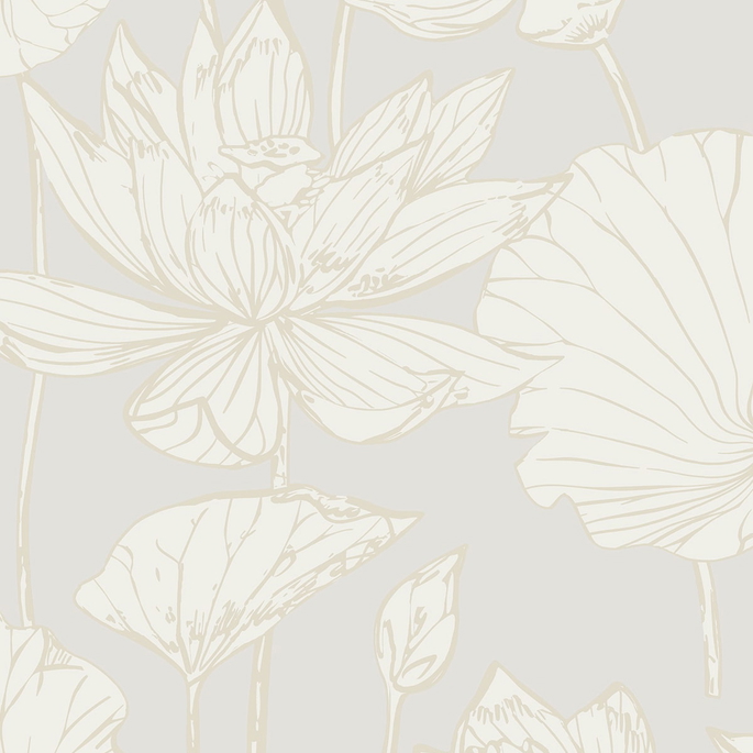 NextWall Peel &amp; Stick Lotus Garden Floral Pearl Wallpaper image 1 of 6