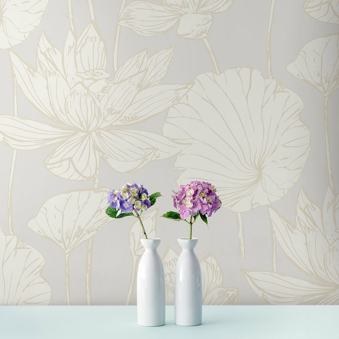 NextWall Peel &amp; Stick Lotus Garden Floral Pearl Wallpaper image 5 of 6