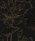 NextWall Peel & Stick Lotus Garden Floral Wrought Iron & Gold Wallpaper