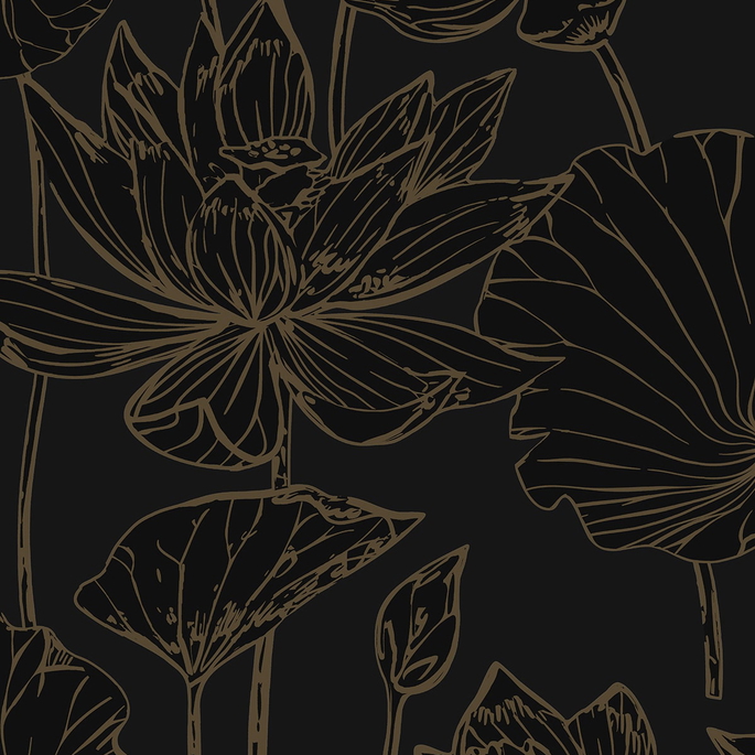 NextWall Peel &amp; Stick Lotus Garden Floral Wrought Iron &amp; Gold Wallpaper image 1 of 6