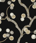 NextWall Peel & Stick Woodland Whimsy Ebony & Gold Wallpaper