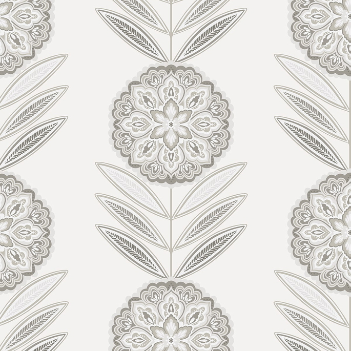NextWall Peel &amp; Stick Folk Flowers Morning Fog Wallpaper image 1 of 6