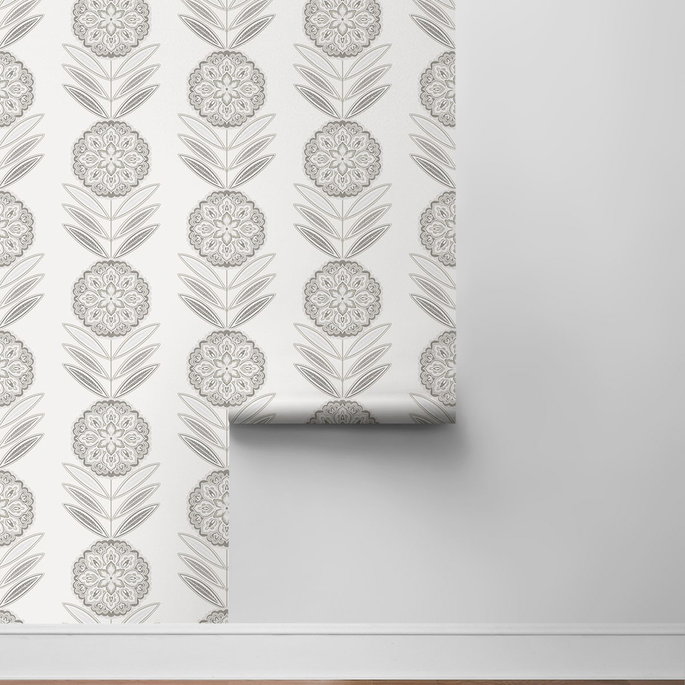 NextWall Peel &amp; Stick Folk Flowers Morning Fog Wallpaper image 6 of 6