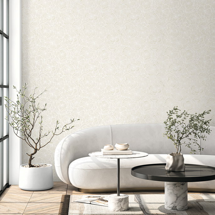 NextWall Peel &amp; Stick Camellia Floral Metallic Pearl Wallpaper image 3 of 6