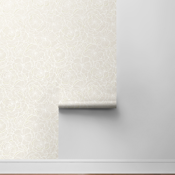 NextWall Peel &amp; Stick Camellia Floral Metallic Pearl Wallpaper image 6 of 6