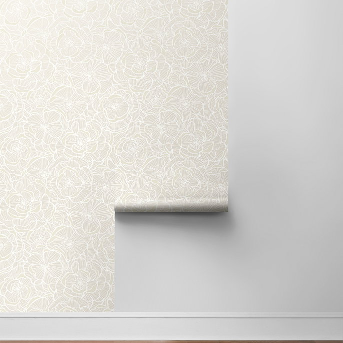 NextWall Peel &amp; Stick Camellia Floral Metallic Pearl Wallpaper image 6 of 6