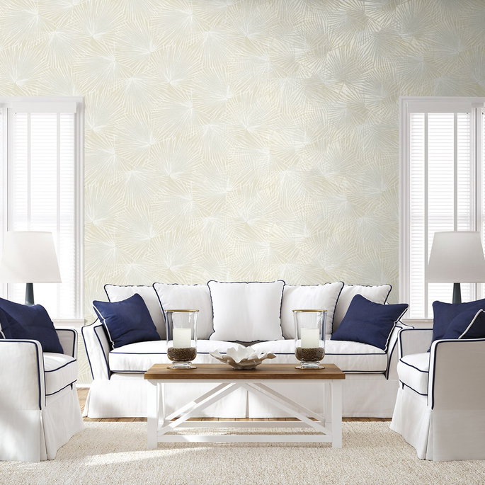 NextWall Peel &amp; Stick Palmate Leaf Frond Pearl Wallpaper image 2 of 6