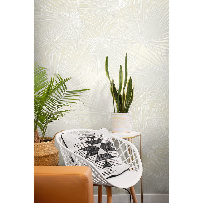 NextWall Peel &amp; Stick Palmate Leaf Frond Pearl Wallpaper image 5 of 6