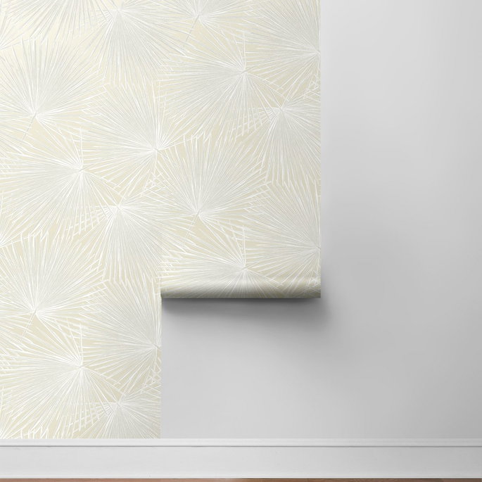 NextWall Peel &amp; Stick Palmate Leaf Frond Pearl Wallpaper image 6 of 6