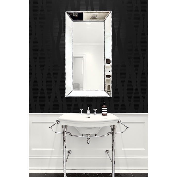 NextWall Peel &amp; Stick Ikat Ellipse Jet Black Wallpaper image 4 of 6