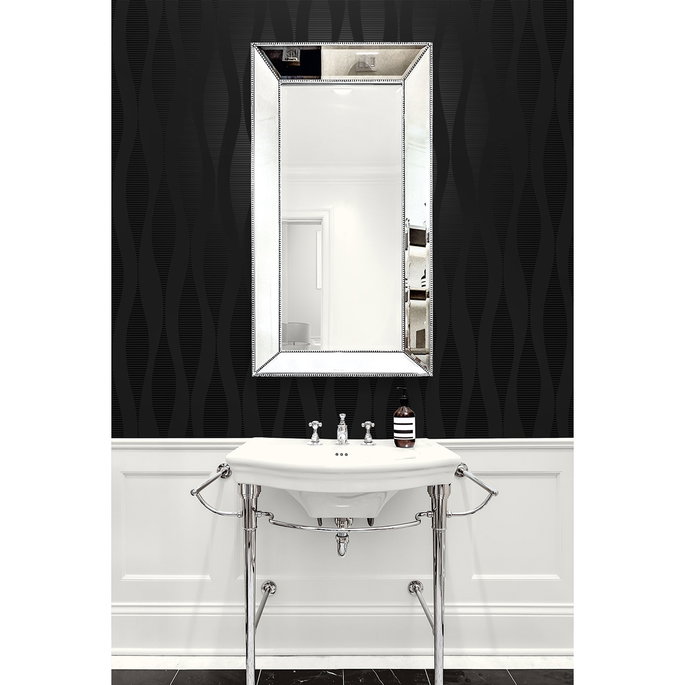 NextWall Peel &amp; Stick Ikat Ellipse Jet Black Wallpaper image 4 of 6