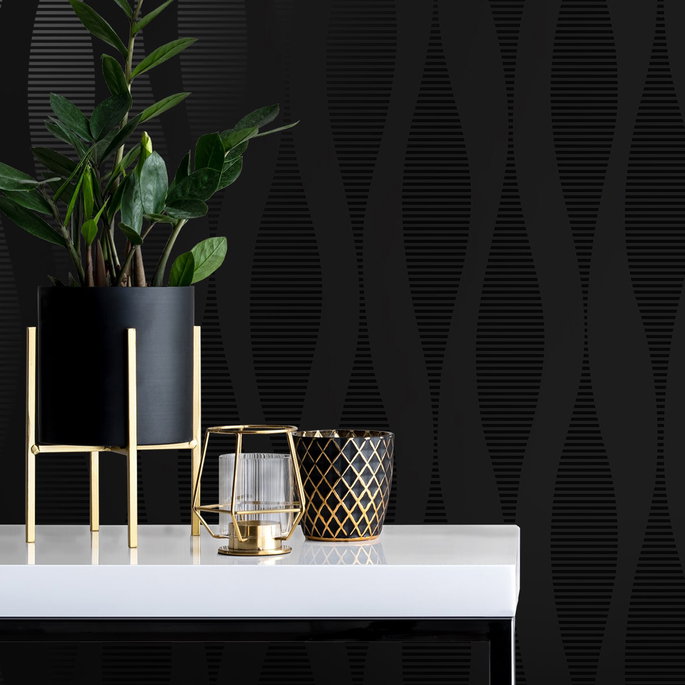 NextWall Peel &amp; Stick Ikat Ellipse Jet Black Wallpaper image 5 of 6