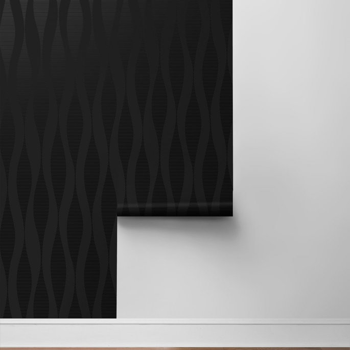 NextWall Peel &amp; Stick Ikat Ellipse Jet Black Wallpaper image 6 of 6