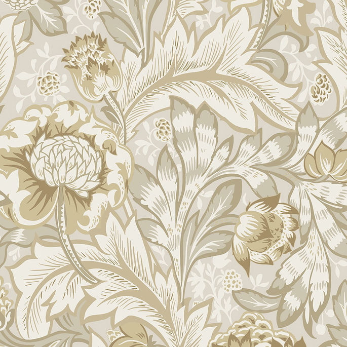 NextWall Peel &amp; Stick Acanthus Garden Floral Latte Wallpaper image 1 of 6