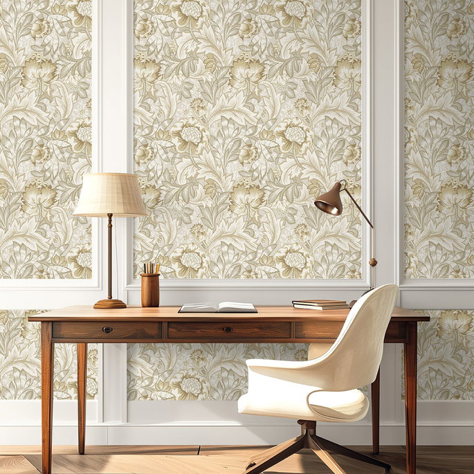 NextWall Peel &amp; Stick Acanthus Garden Floral Latte Wallpaper image 2 of 6