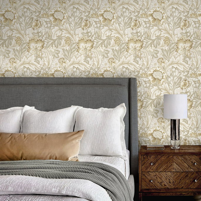 NextWall Peel &amp; Stick Acanthus Garden Floral Latte Wallpaper image 3 of 6