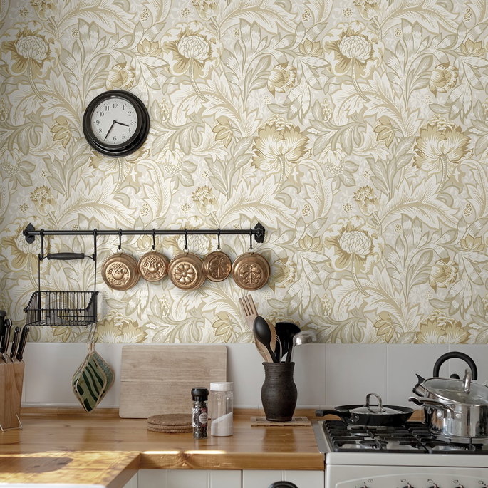 NextWall Peel &amp; Stick Acanthus Garden Floral Latte Wallpaper image 4 of 6