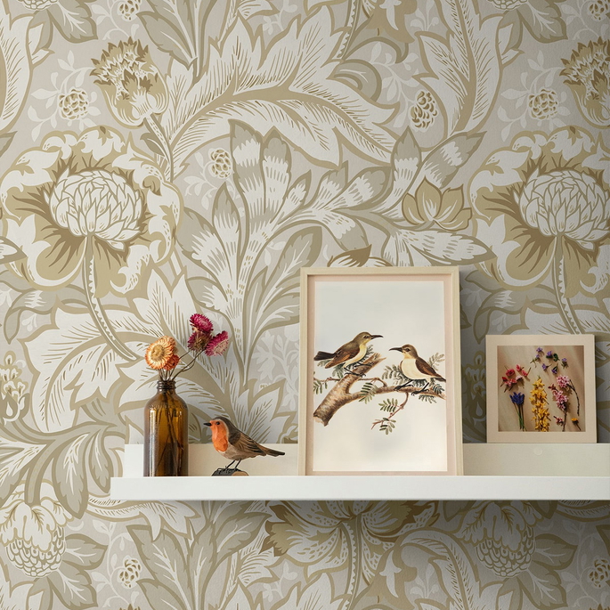 NextWall Peel &amp; Stick Acanthus Garden Floral Latte Wallpaper image 5 of 6