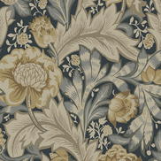 NextWall Peel & Stick Acanthus Garden Floral Midnight Blue & Neutral Wallpaper