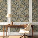 NextWall Peel &amp; Stick Acanthus Garden Floral Midnight Blue &amp; Neutral Wallpaper thumbnail image 2 of 6