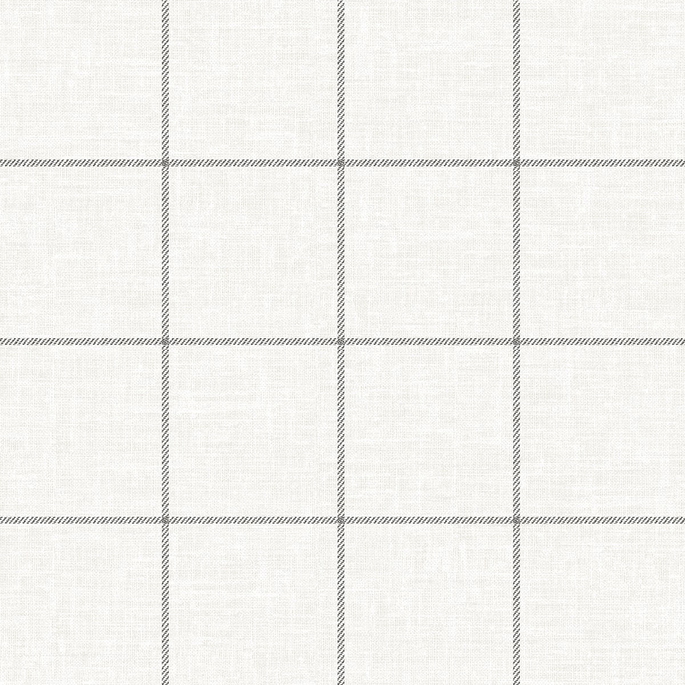 NextWall Peel &amp; Stick Classic Striped Check Charcoal &amp; Linen Wallpaper image 1 of 8